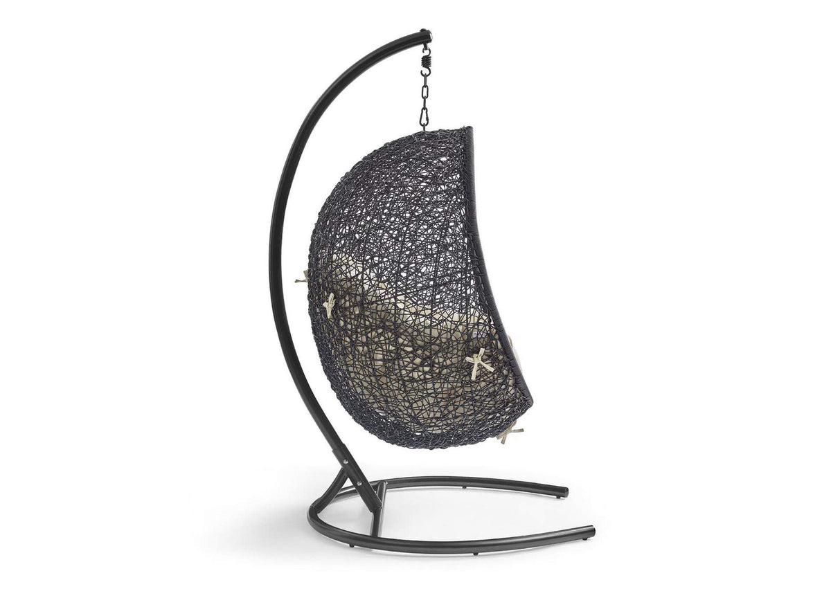 EEI-3943-BLK-BEI Encase Sunbrella® Swing Outdoor Patio Lounge Chair By Modway