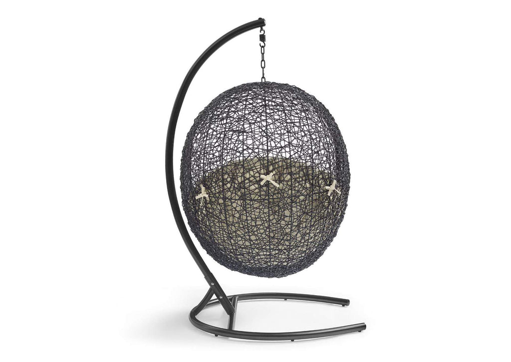 EEI-3943-BLK-BEI Encase Sunbrella® Swing Outdoor Patio Lounge Chair By Modway