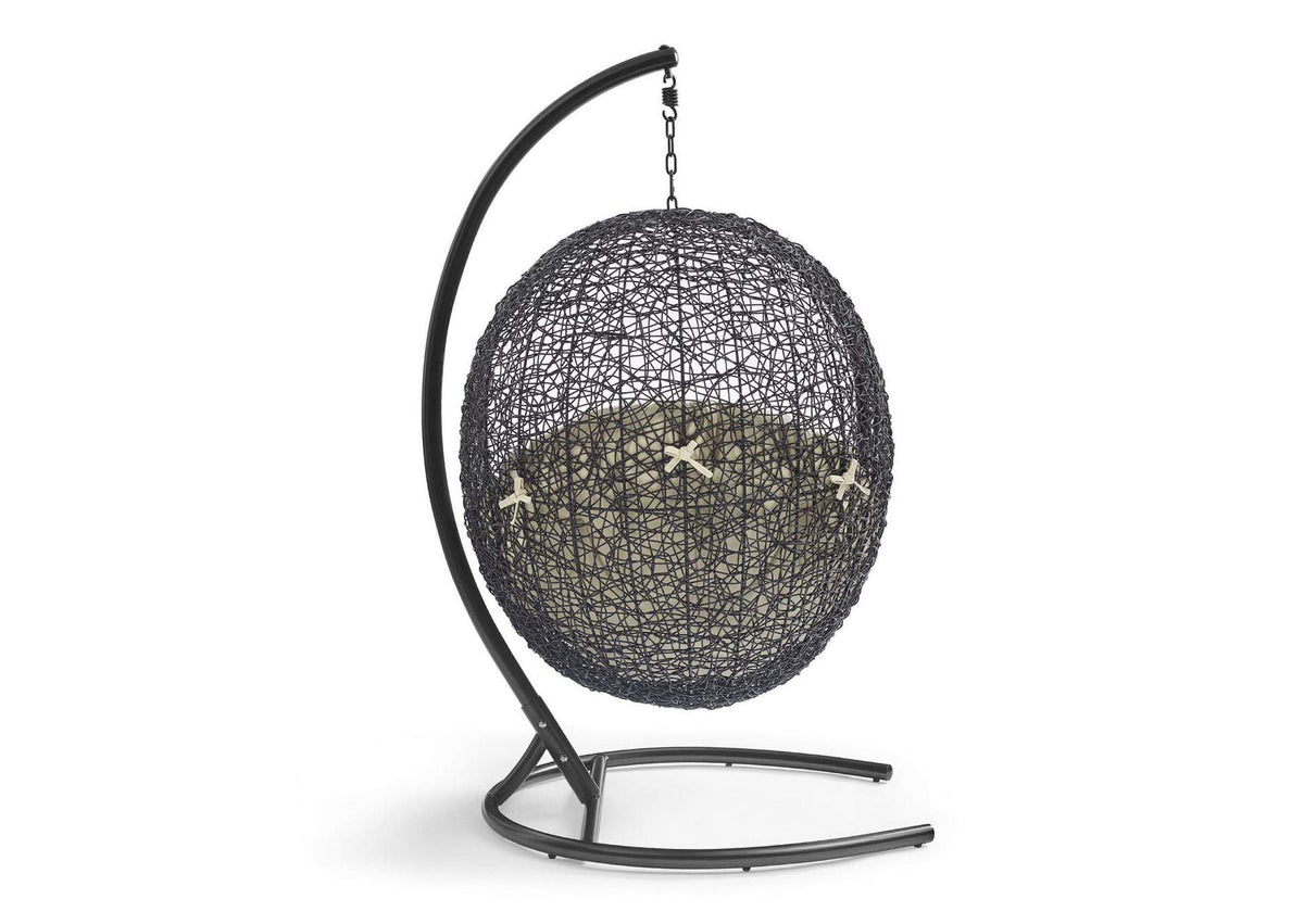 EEI-3943-BLK-BEI Encase Sunbrella® Swing Outdoor Patio Lounge Chair By Modway