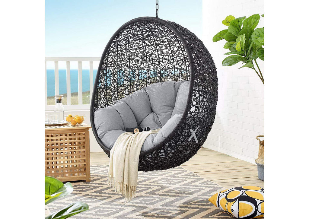 EEI-3943-BLK-GRY Encase Sunbrella® Swing Outdoor Patio Lounge Chair By Modway