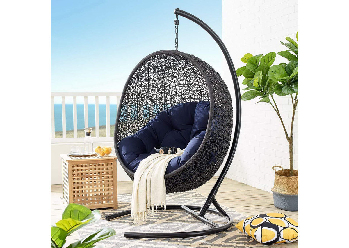 EEI-3943-BLK-NAV Encase Sunbrella® Swing Outdoor Patio Lounge Chair By Modway
