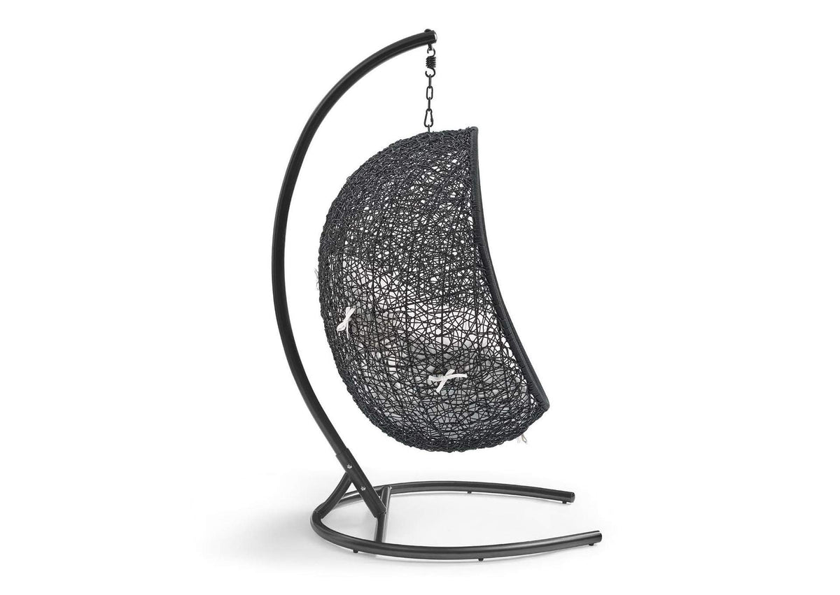 EEI-3943-BLK-WHI Encase Sunbrella® Swing Outdoor Patio Lounge Chair By Modway
