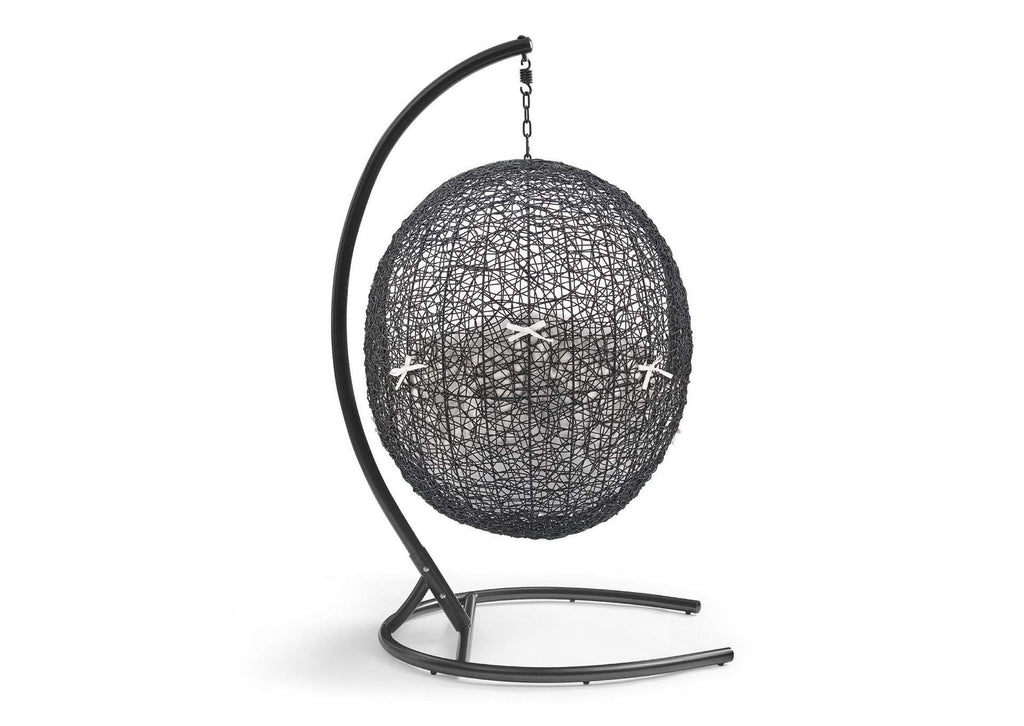 EEI-3943-BLK-WHI Encase Sunbrella® Swing Outdoor Patio Lounge Chair By Modway