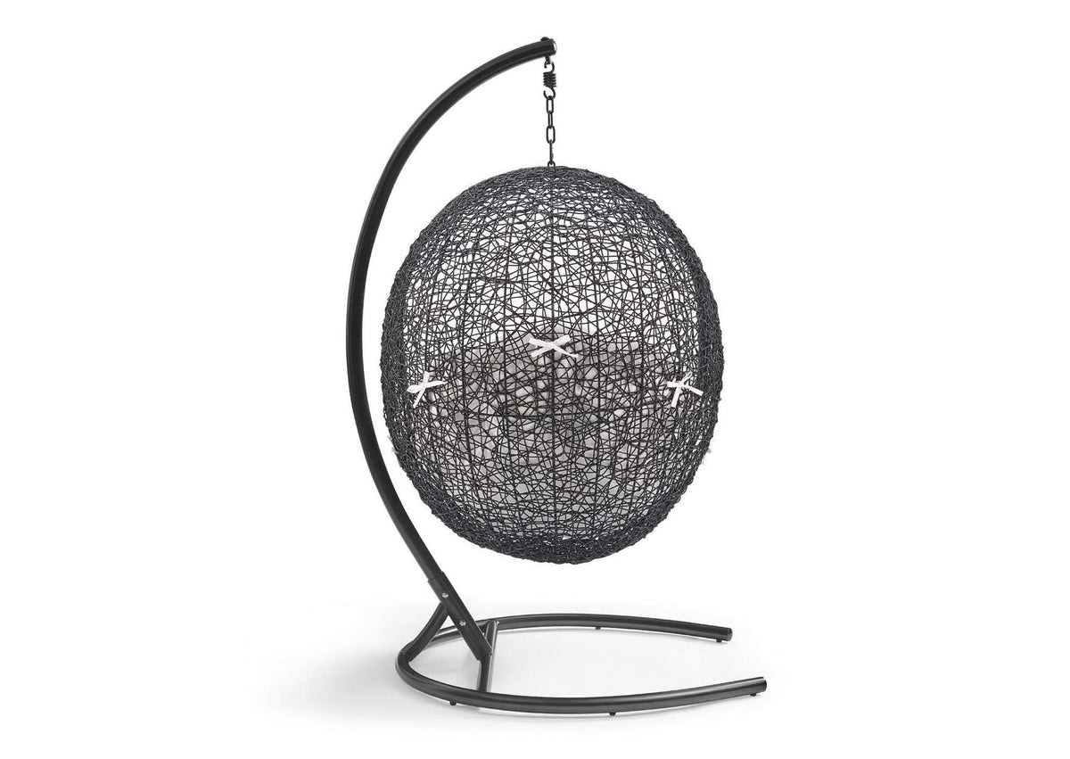 EEI-3943-BLK-WHI Encase Sunbrella® Swing Outdoor Patio Lounge Chair By Modway