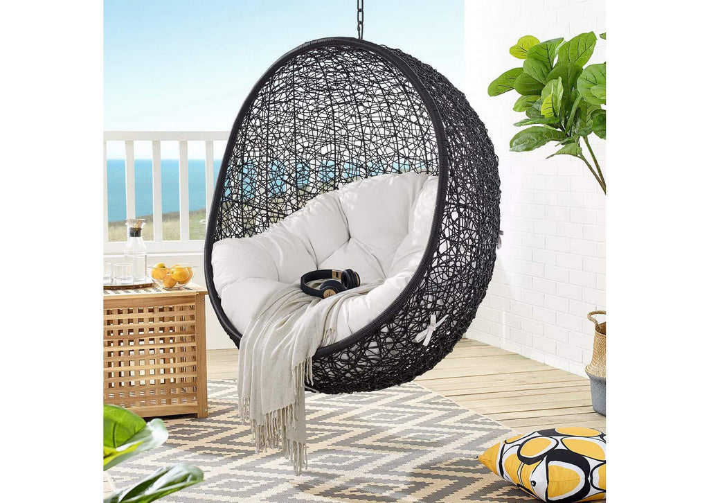 EEI-3943-BLK-WHI Encase Sunbrella® Swing Outdoor Patio Lounge Chair By Modway