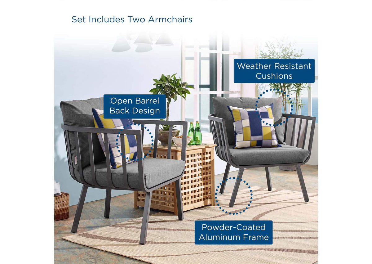 EEI-3960-SLA-CHA Riverside Outdoor Patio Aluminum Armchair Set Of 2 By Modway
