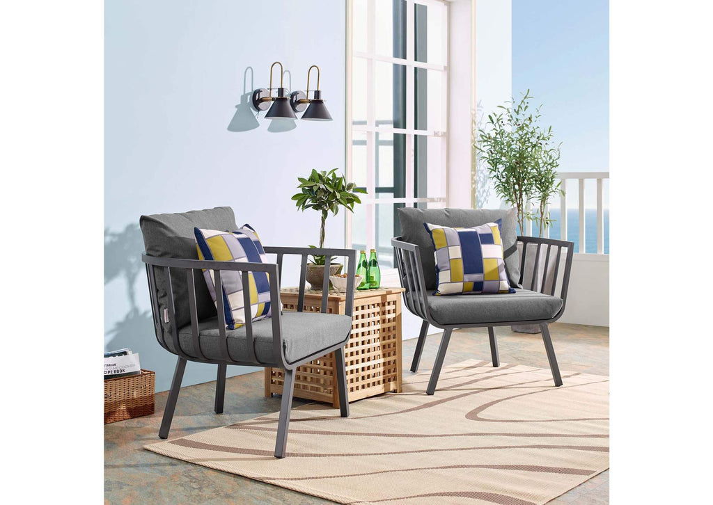 EEI-3960-SLA-CHA Riverside Outdoor Patio Aluminum Armchair Set Of 2 By Modway