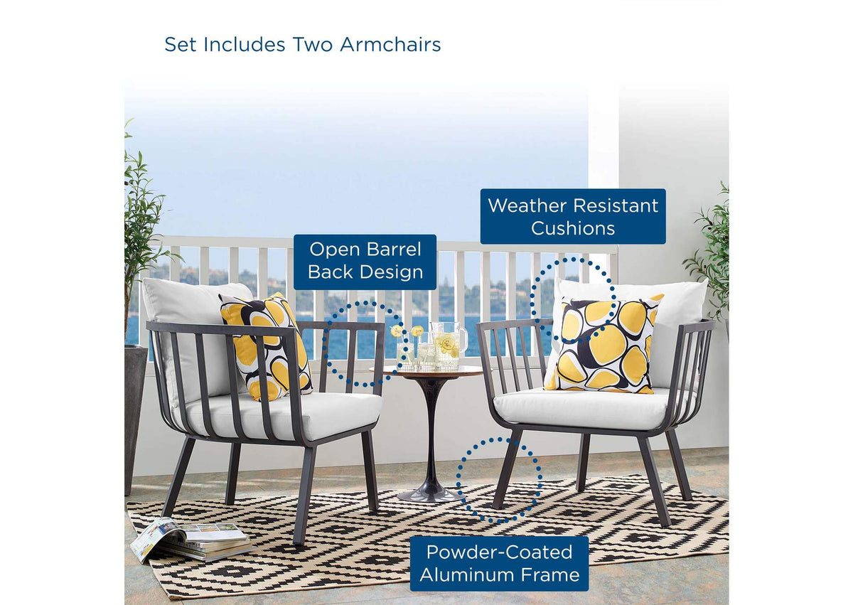 EEI-3960-SLA-WHI Riverside Outdoor Patio Aluminum Armchair Set Of 2 By Modway