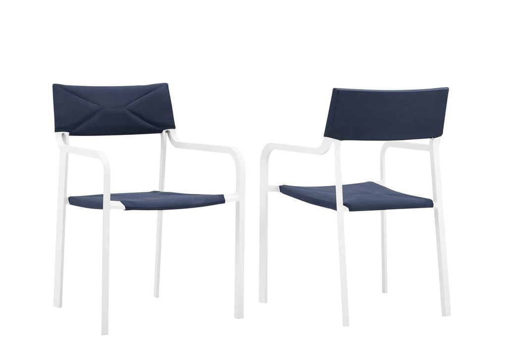 EEI-3962-WHI-NAV Raleigh Outdoor Patio Aluminum Armchair Set Of 2 By Modway