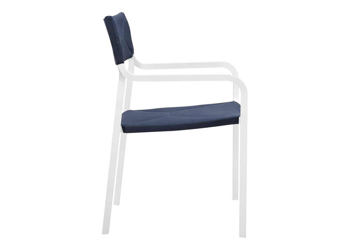 EEI-3962-WHI-NAV Raleigh Outdoor Patio Aluminum Armchair Set Of 2 By Modway