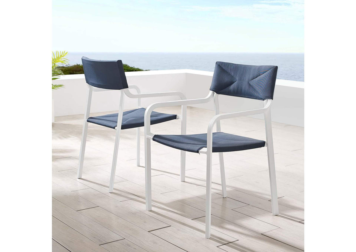 EEI-3962-WHI-NAV Raleigh Outdoor Patio Aluminum Armchair Set Of 2 By Modway
