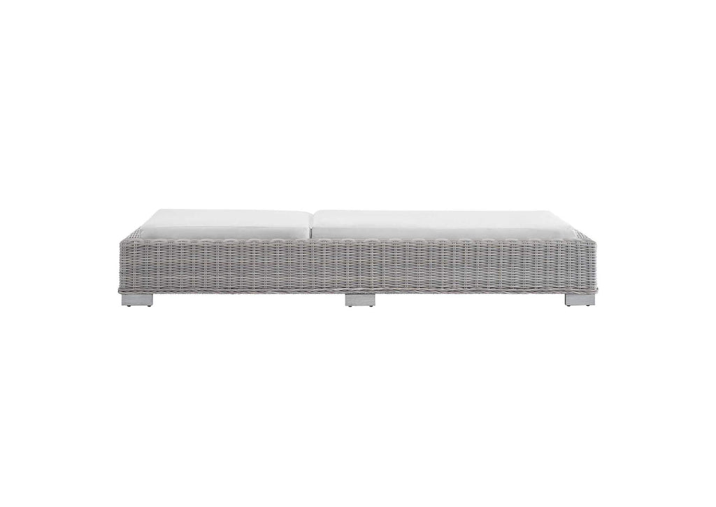 EEI-3978-LGR-WHI Conway Sunbrella® Outdoor Patio Wicker Rattan Chaise Lounge By Modway