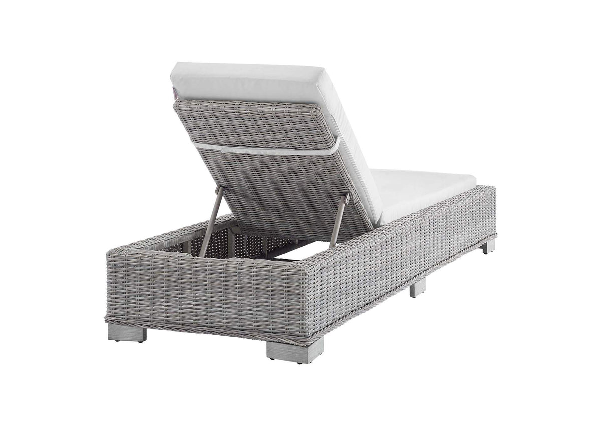 EEI-3978-LGR-WHI Conway Sunbrella® Outdoor Patio Wicker Rattan Chaise Lounge By Modway