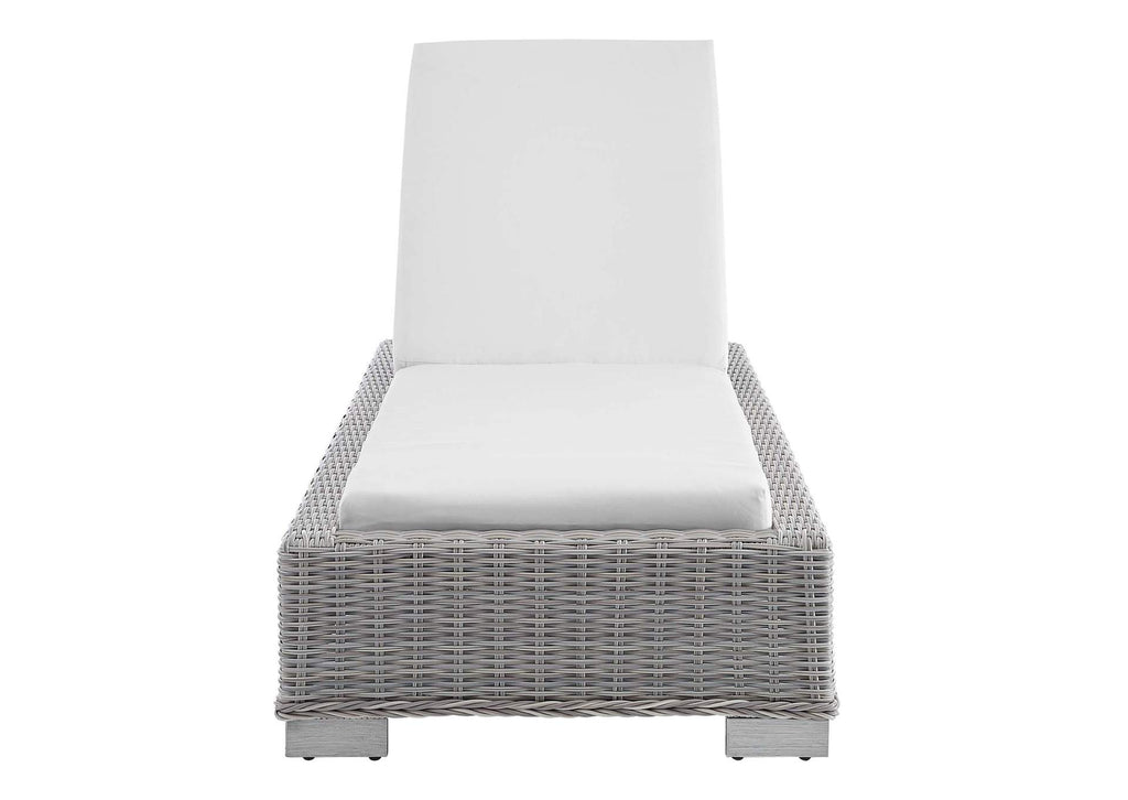 EEI-3978-LGR-WHI Conway Sunbrella® Outdoor Patio Wicker Rattan Chaise Lounge By Modway