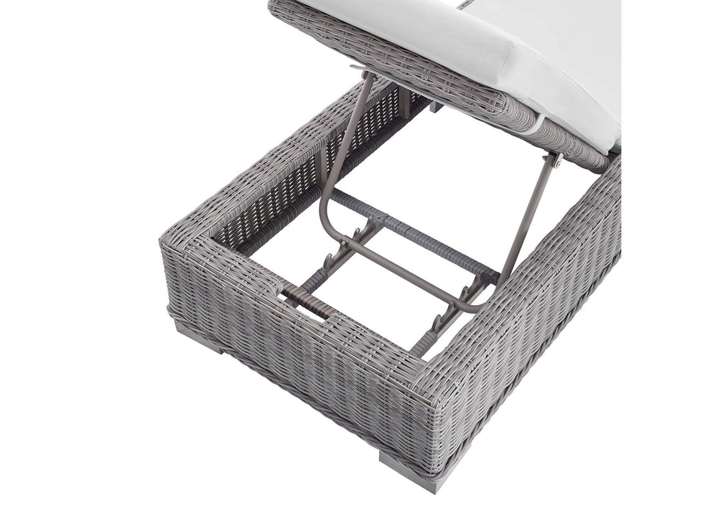 EEI-3978-LGR-WHI Conway Sunbrella® Outdoor Patio Wicker Rattan Chaise Lounge By Modway