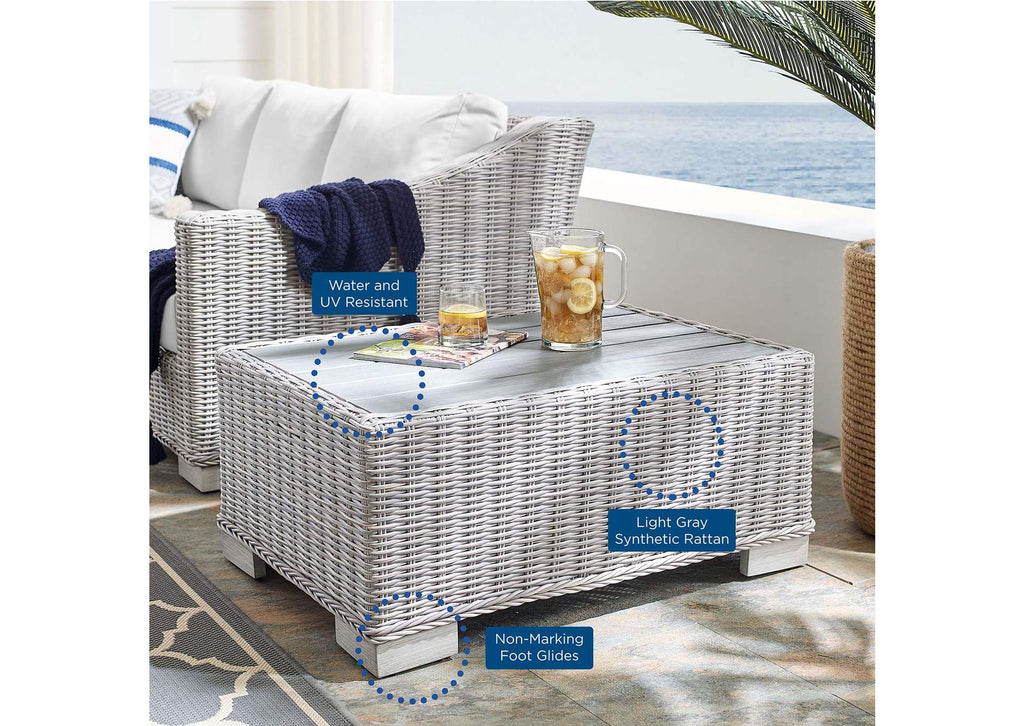 EEI-3981-LGR Conway 32" Outdoor Patio Wicker Rattan Coffee Table By Modway