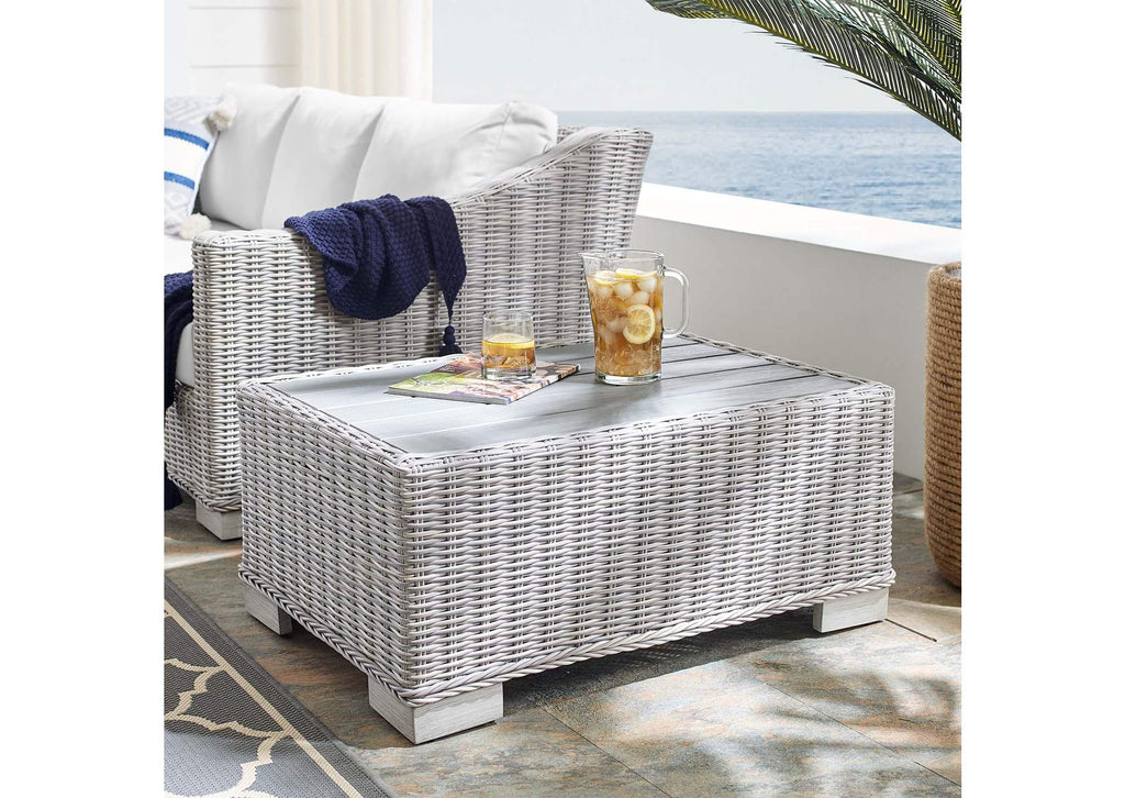 EEI-3981-LGR Conway 32" Outdoor Patio Wicker Rattan Coffee Table By Modway