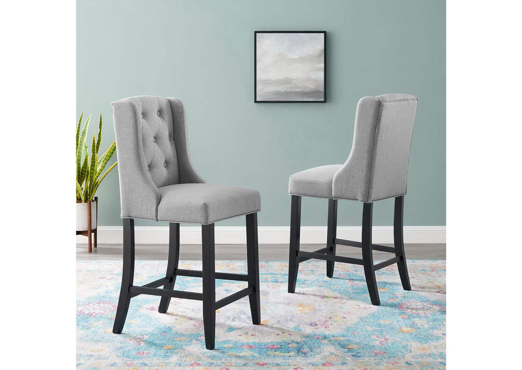 EEI-4020-LGR Baronet Upholstered Fabric Counter Bar Stool Set Of 2 By Modway