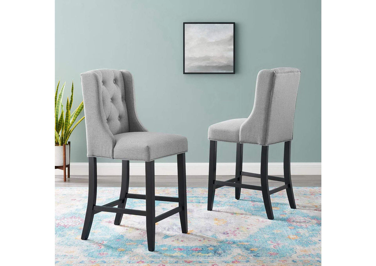 EEI-4020-LGR Baronet Upholstered Fabric Counter Bar Stool Set Of 2 By Modway