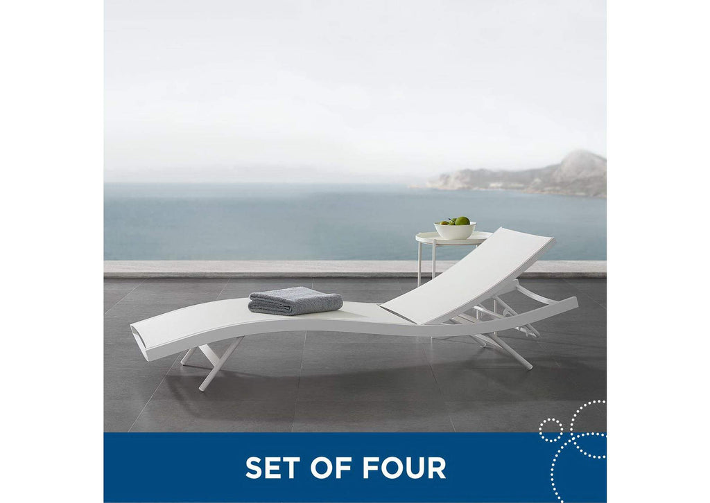 EEI-4039-WHI-WHI Glimpse Outdoor Patio Mesh Chaise Lounge Set Of 4 By Modway