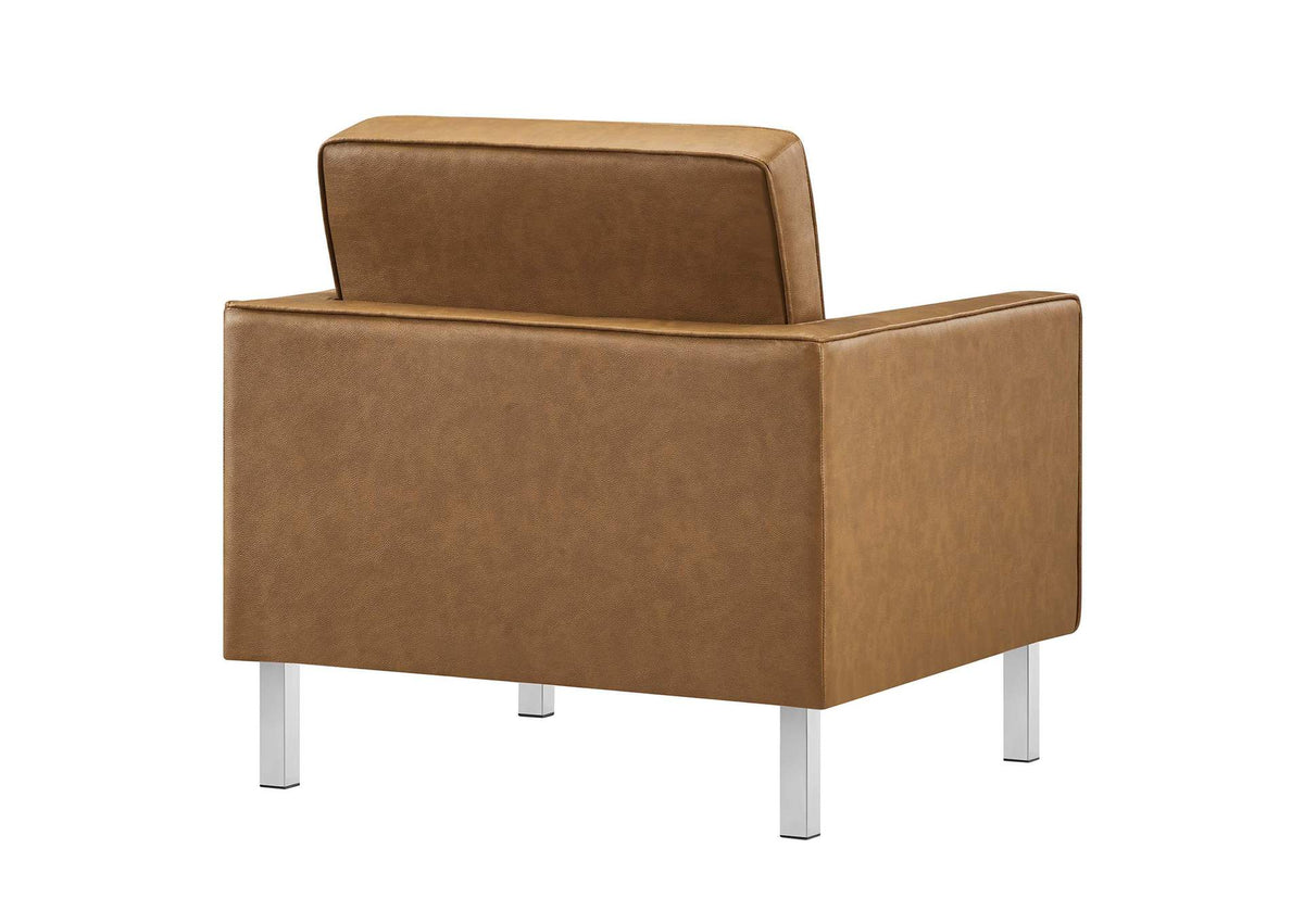 EEI-4101-SLV-TAN Loft Tufted Vegan Leather Armchairs Set Of 2 By Modway