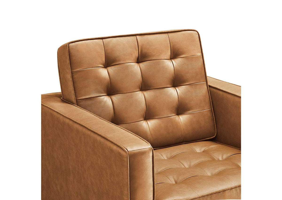 EEI-4101-SLV-TAN Loft Tufted Vegan Leather Armchairs Set Of 2 By Modway