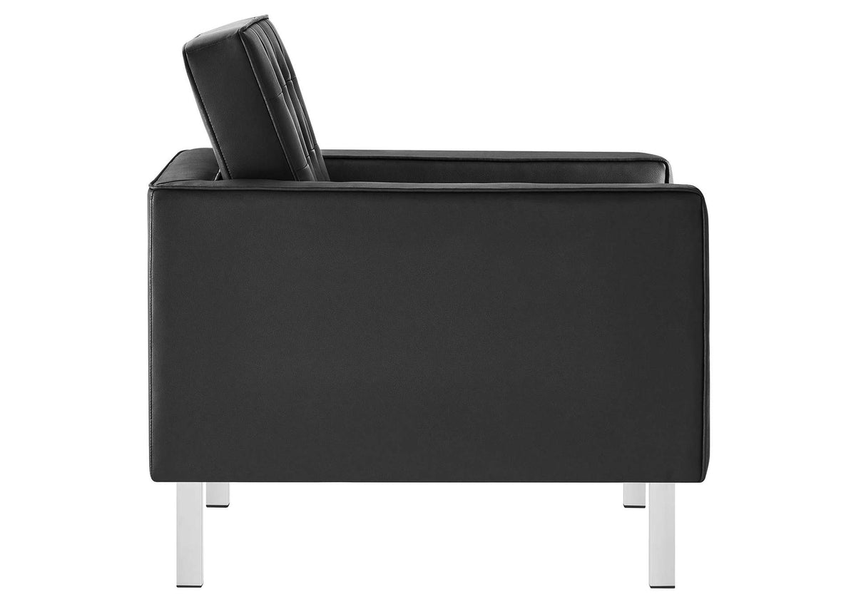 EEI-4105-SLV-BLK-SET Loft 3-Piece Tufted Vegan Leather Furniture Set By Modway
