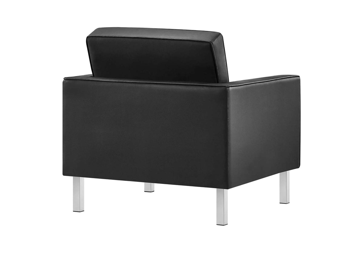 EEI-4105-SLV-BLK-SET Loft 3-Piece Tufted Vegan Leather Furniture Set By Modway