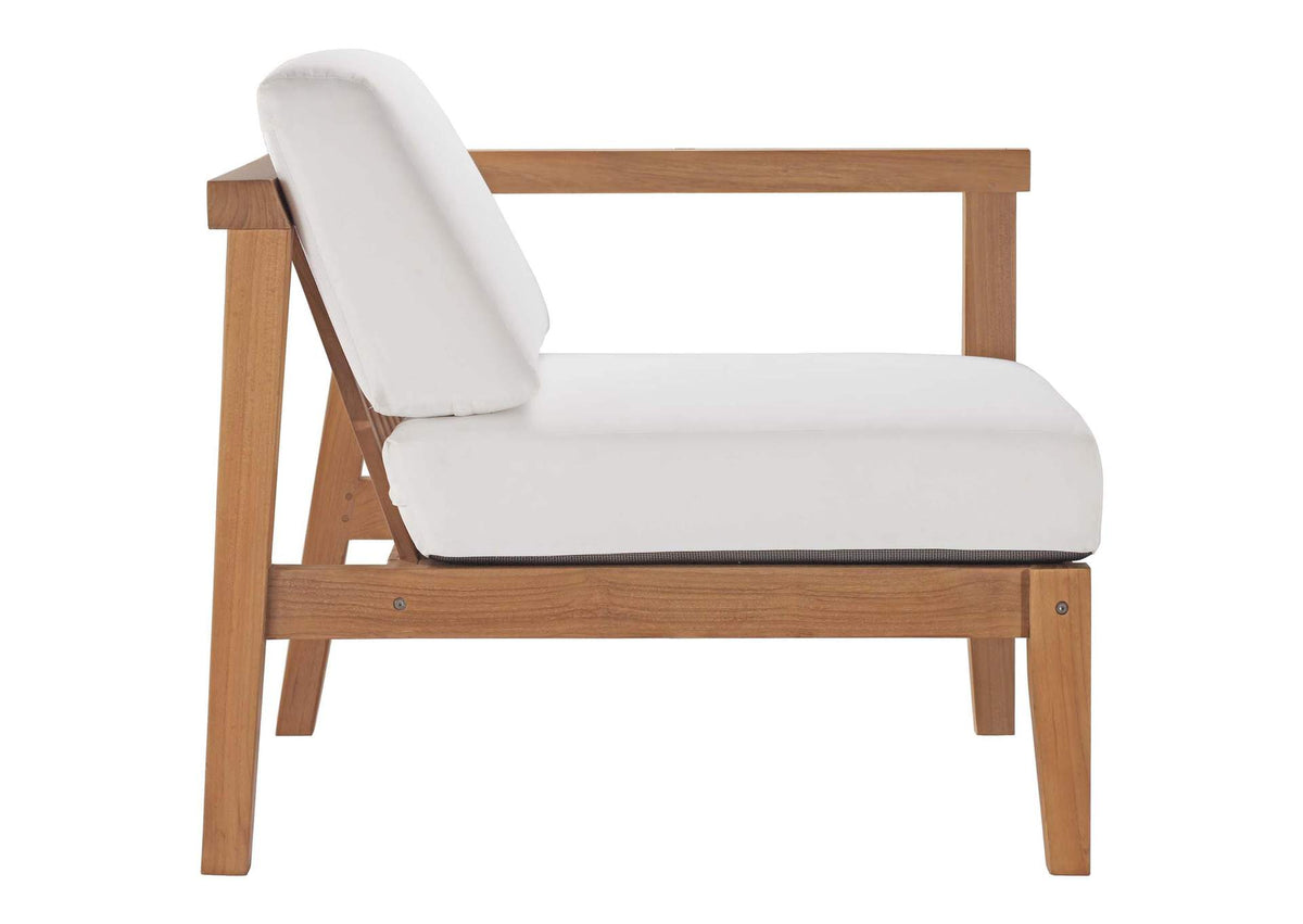 EEI-4129-NAT-WHI Bayport Outdoor Patio Teak Wood Right-Arm Chair By Modway
