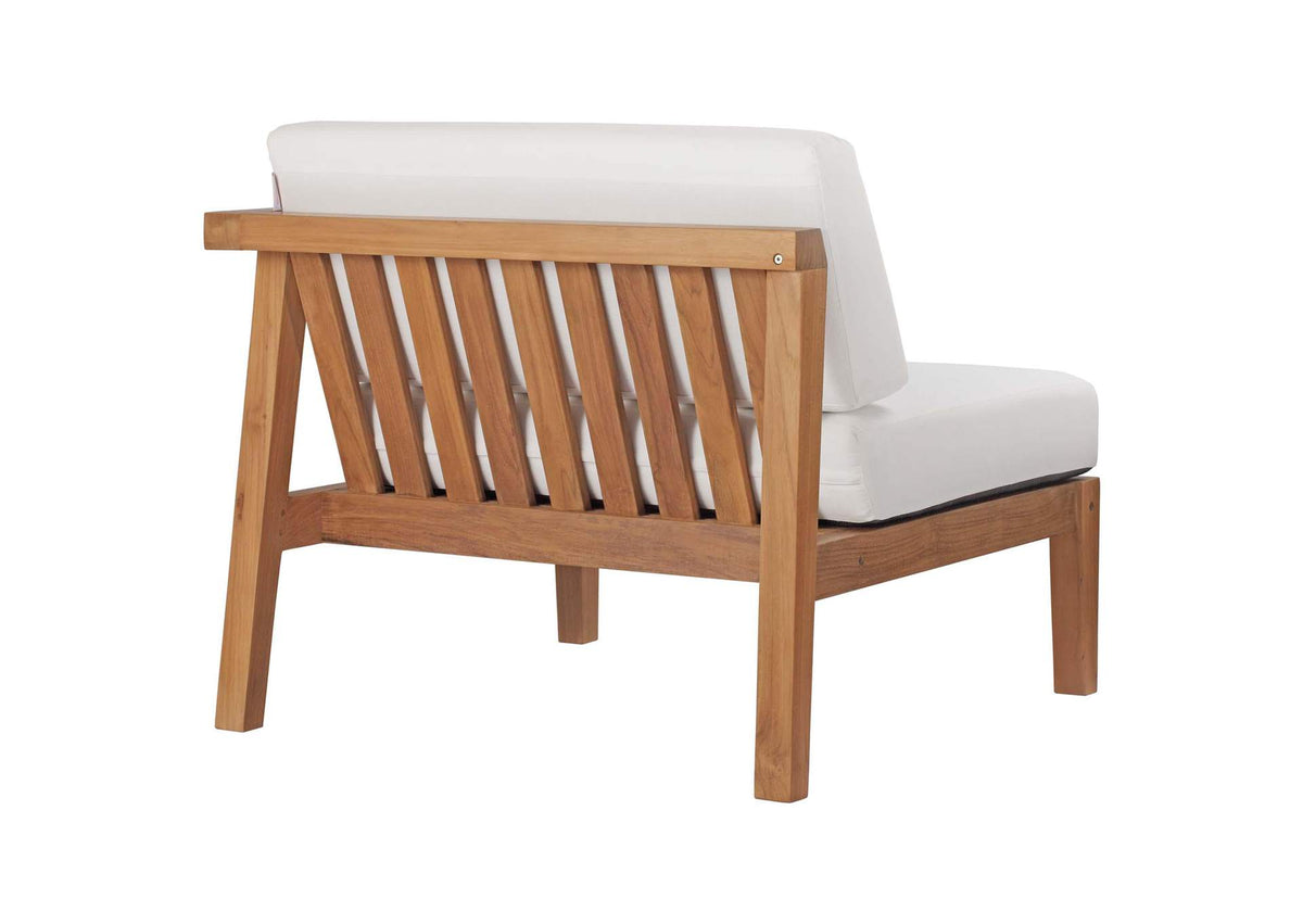 EEI-4129-NAT-WHI Bayport Outdoor Patio Teak Wood Right-Arm Chair By Modway