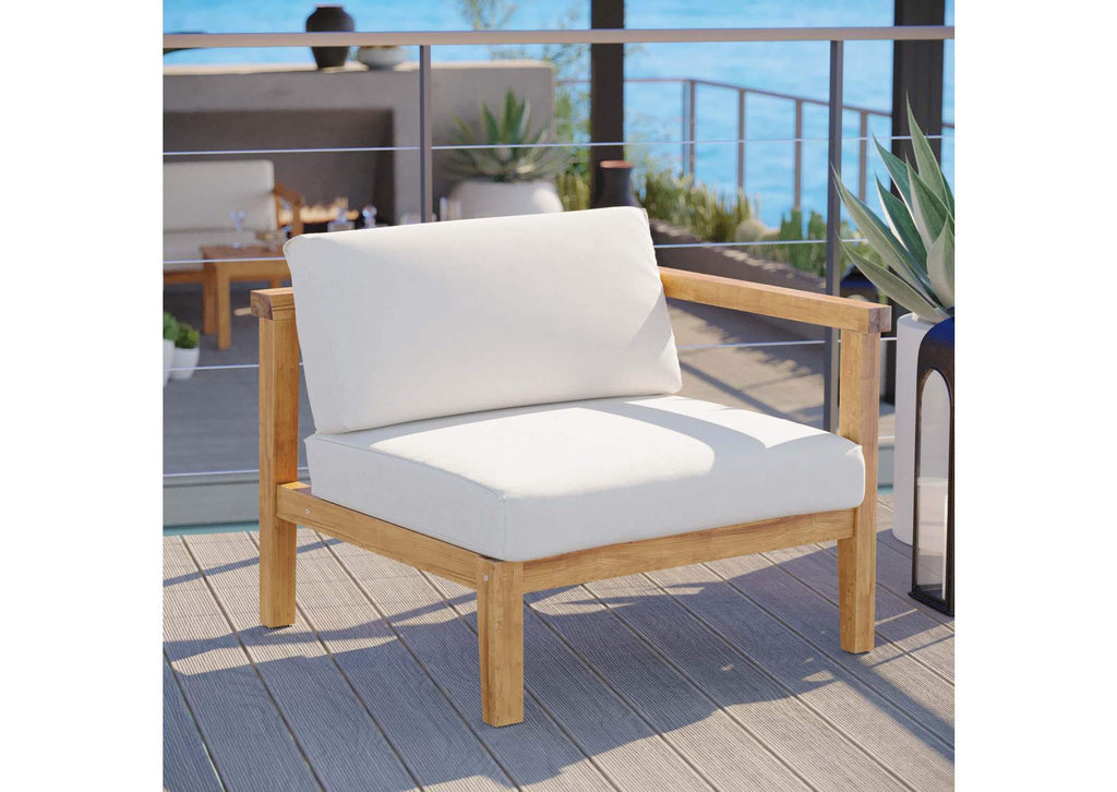 EEI-4129-NAT-WHI Bayport Outdoor Patio Teak Wood Right-Arm Chair By Modway
