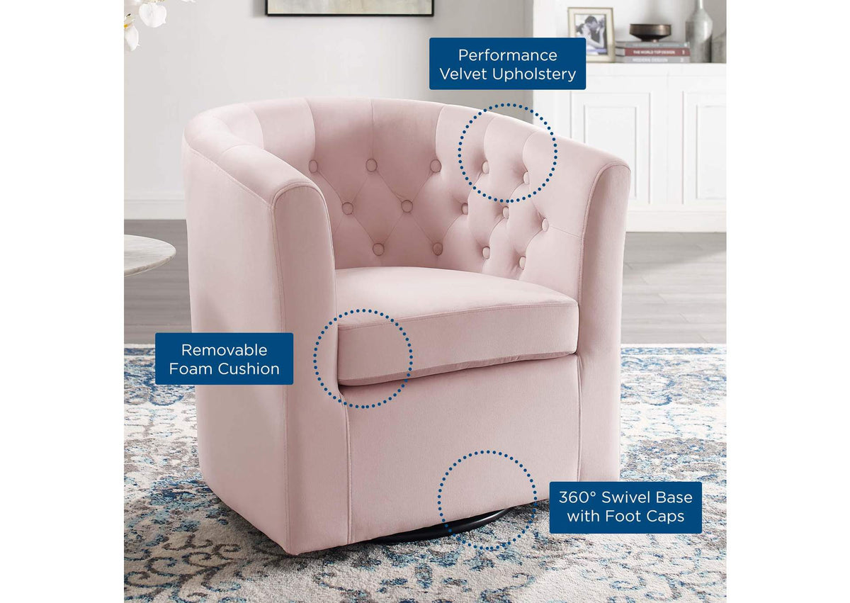 EEI-4138-PNK Prospect Tufted Performance Velvet Swivel Armchair By Modway