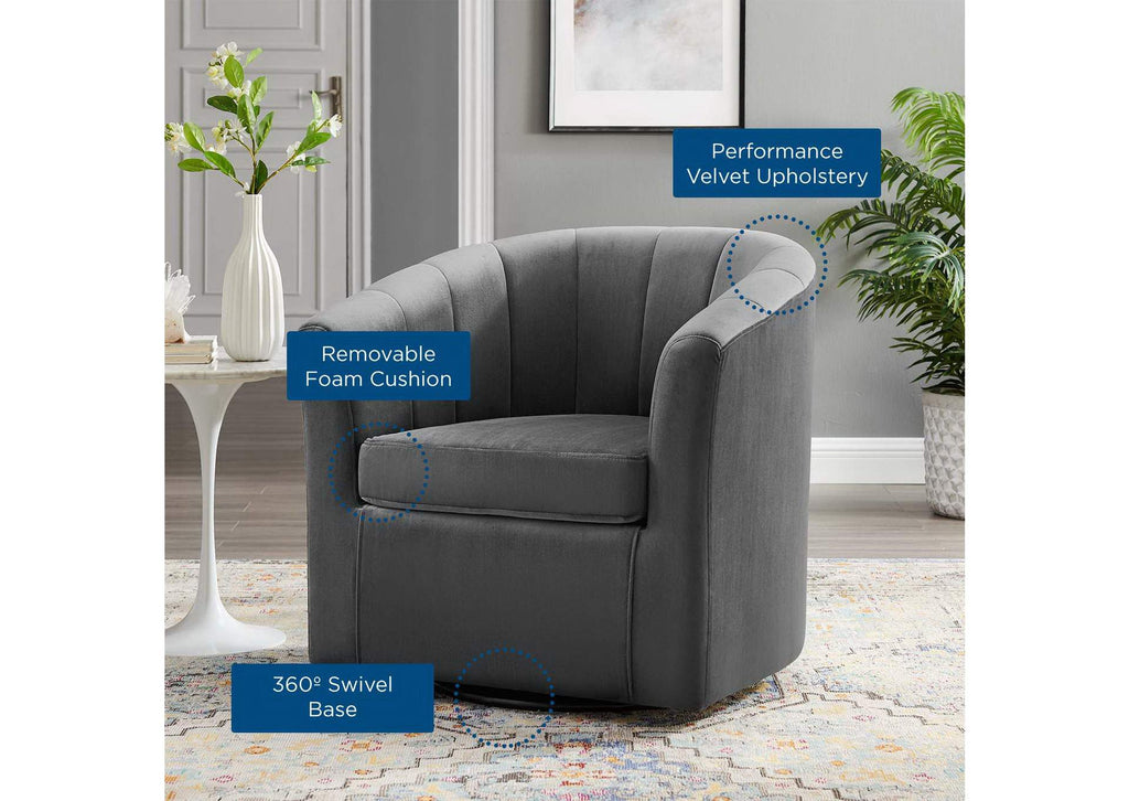 EEI-4139-CHA Prospect Performance Velvet Swivel Armchair By Modway
