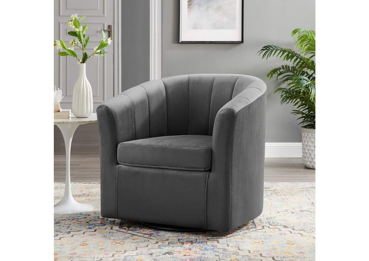 EEI-4139-CHA Prospect Performance Velvet Swivel Armchair By Modway