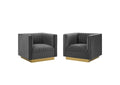 EEI-4145-GRY Sanguine Vertical Channel Tufted Upholstered Performance Velvet Armchair Set Of 2 By Modway