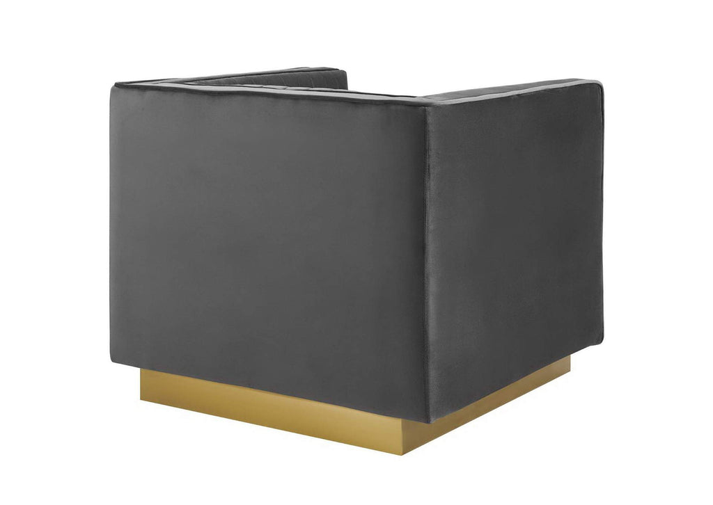 EEI-4145-GRY Sanguine Vertical Channel Tufted Upholstered Performance Velvet Armchair Set Of 2 By Modway