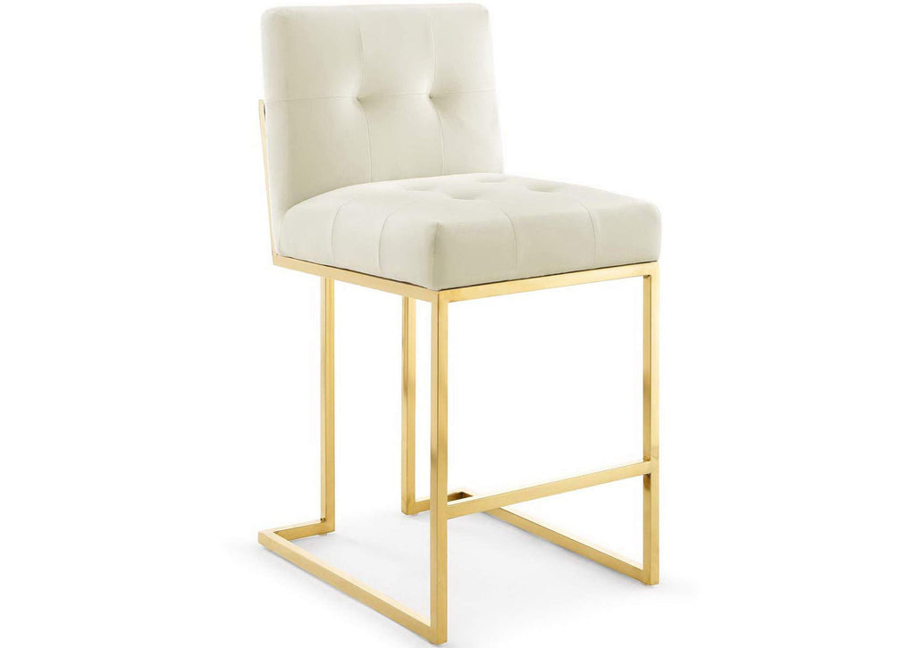 EEI-4155-GLD-IVO Privy Gold Stainless Steel Performance Velvet Counter Stool Set Of 2 By Modway