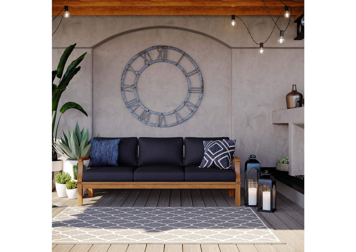 EEI-4176-NAT-NAV Marina Outdoor Patio Teak Sofa By Modway