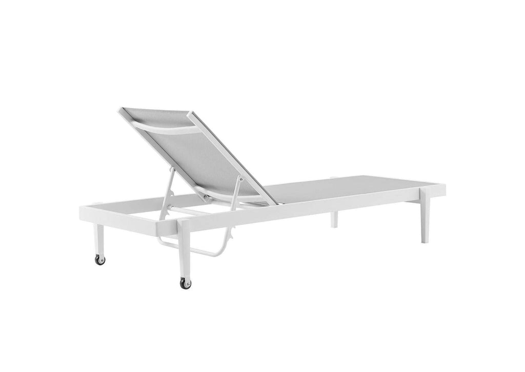 EEI-4204-WHI-GRY Charleston Outdoor Patio Aluminum Chaise Lounge Chair Set Of 2 By Modway