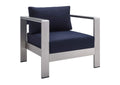 EEI-4225-SLV-NAV Shore Sunbrella® Fabric Aluminum Outdoor Patio Armchair By Modway