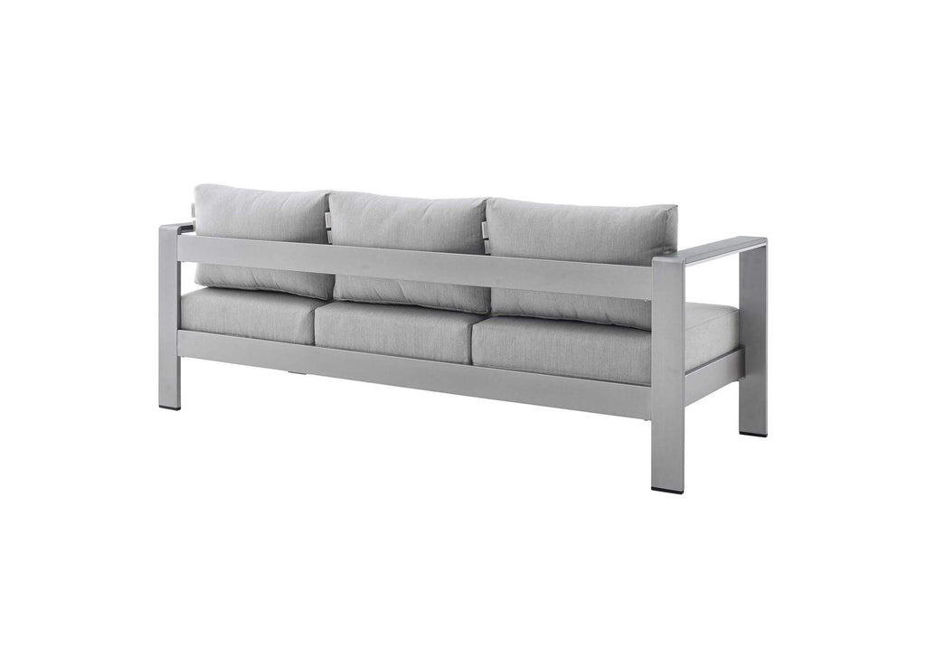 EEI-4228-SLV-GRY Shore Sunbrella® Fabric Aluminum Outdoor Patio Sofa By Modway