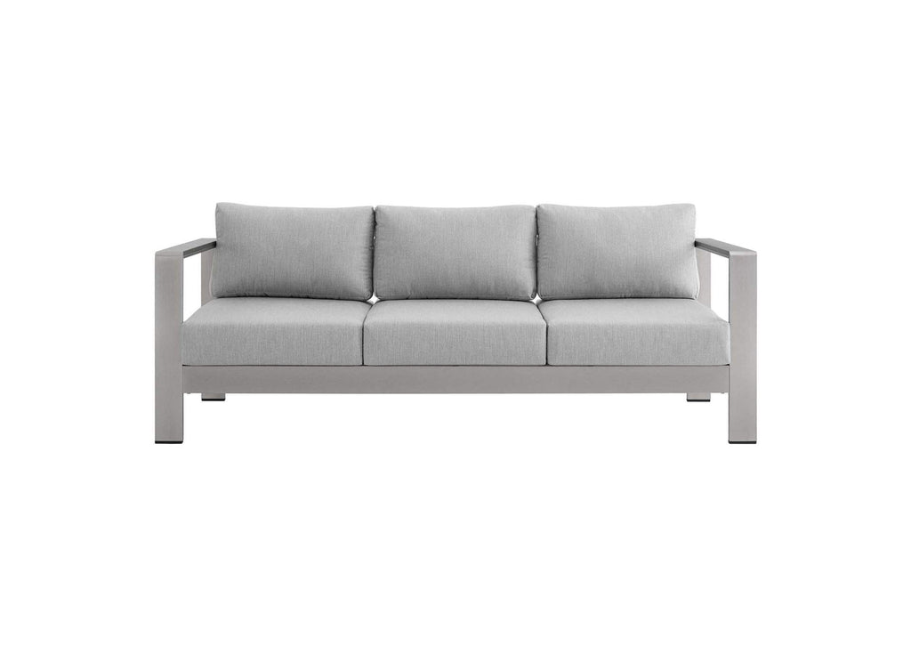 EEI-4228-SLV-GRY Shore Sunbrella® Fabric Aluminum Outdoor Patio Sofa By Modway