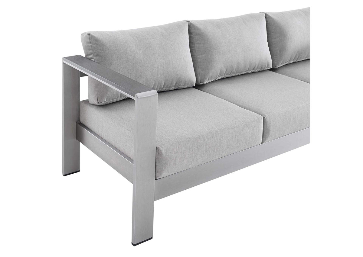 EEI-4228-SLV-GRY Shore Sunbrella® Fabric Aluminum Outdoor Patio Sofa By Modway