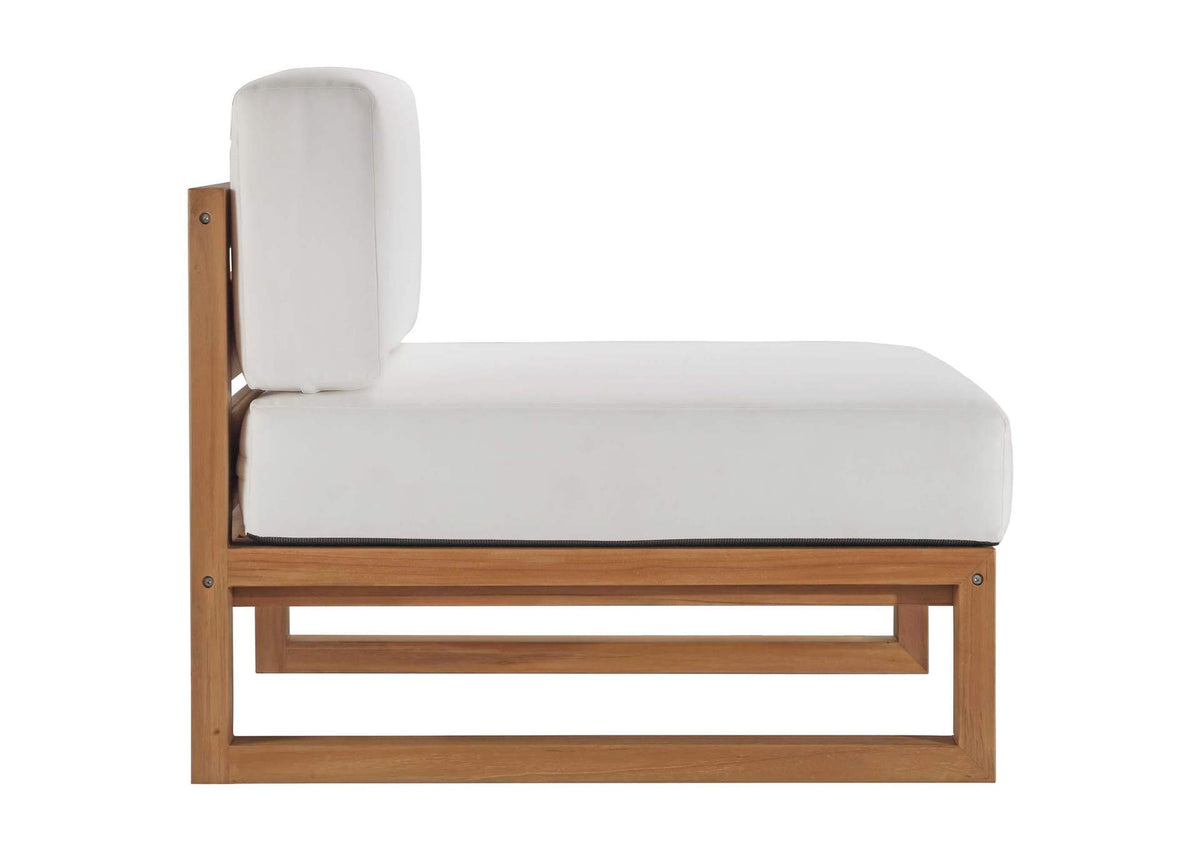 EEI-4254-NAT-WHI-SET Upland 3-Piece Outdoor Patio Teak Wood Sectional Sofa Set By Modway