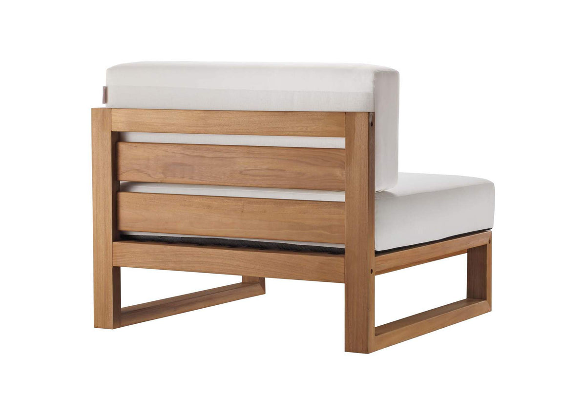 EEI-4254-NAT-WHI-SET Upland 3-Piece Outdoor Patio Teak Wood Sectional Sofa Set By Modway