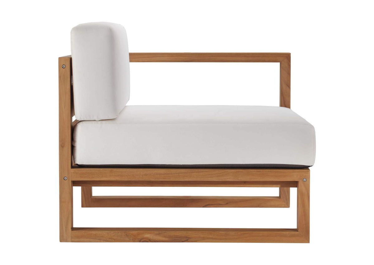 EEI-4254-NAT-WHI-SET Upland 3-Piece Outdoor Patio Teak Wood Sectional Sofa Set By Modway