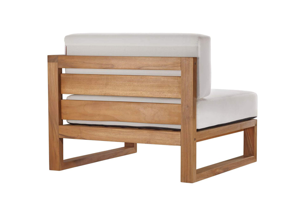 EEI-4254-NAT-WHI-SET Upland 3-Piece Outdoor Patio Teak Wood Sectional Sofa Set By Modway