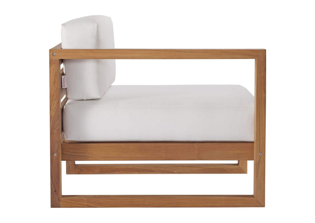 EEI-4254-NAT-WHI-SET Upland 3-Piece Outdoor Patio Teak Wood Sectional Sofa Set By Modway