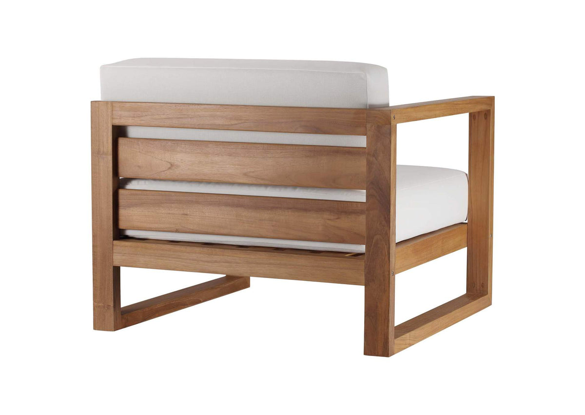 EEI-4254-NAT-WHI-SET Upland 3-Piece Outdoor Patio Teak Wood Sectional Sofa Set By Modway