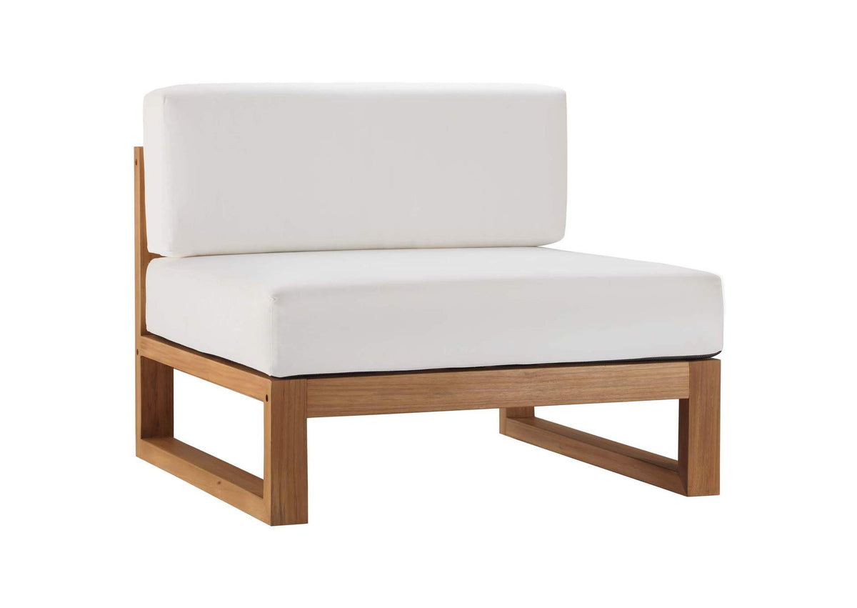 EEI-4254-NAT-WHI-SET Upland 3-Piece Outdoor Patio Teak Wood Sectional Sofa Set By Modway